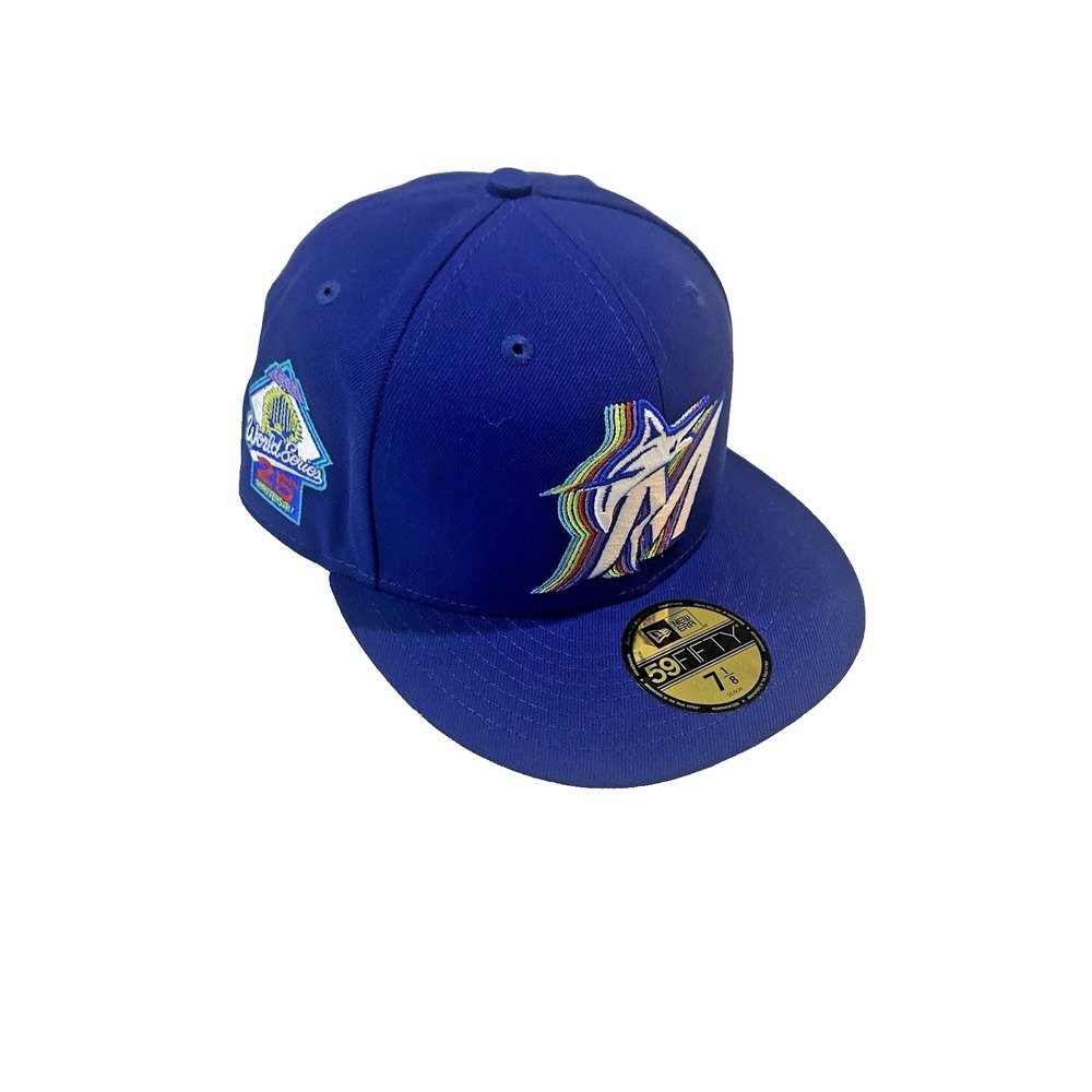 New Era MLB Marlins 59Fifty 25th Anniversary WS Cap 7 1/8 Multi-Color "M" Shadow